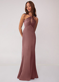 Barbie ♥ Azazie Bridesmaid Dresses Vintage Mauve Sheath Stretch Satin Dress image4