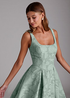 Azazie Amalie Bridesmaid Dresses Agave A-Line Pleated Floral Burnout Dress image5
