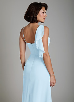 Azazie Jayden Bridesmaid Dresses Sky Blue A-Line Side Slit Chiffon Dress image4