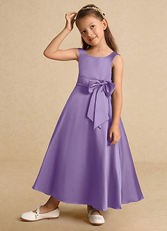 Azazie Lindy Flower Girl Dresses Tahiti A-Line Pleated Matte Satin Dress image4