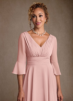 Azazie Eire Suknie dla Matki Panny Młodej Linia A Pofałdowany Szyfon Długość podłogi Sukienka image5