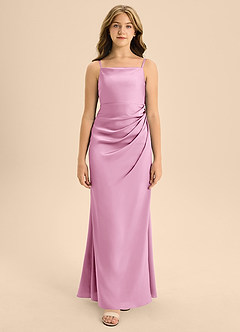 Azazie Renna Junior Meerjungfrau-Linie Plissee Stretch-Satin Kleid Bonbonrosa image6
