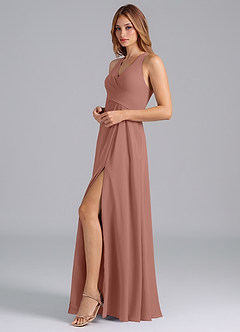 Azazie Dorota Bridesmaid Dresses Cedar Rose A-Line Pleated Chiffon Dress image5