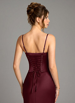 Azazie Reverie Bridesmaid Dresses Cabernet Mermaid Corset Stretch Satin Dress image6