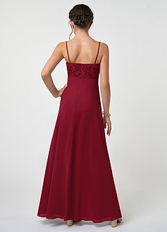 Azazie Sonya Junior Burgundy A-Line Lace Chiffon Dress image2