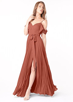 Azazie Lyney Bridesmaid Dresses Clay A-Line Off the Shoulder Chiffon Dress image3