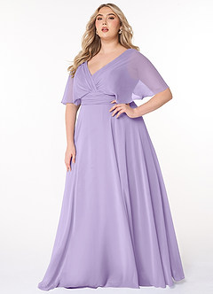 Azazie Pamela Bridesmaid Dresses Lilac A-Line V-Neck Pleated Chiffon Dress image6