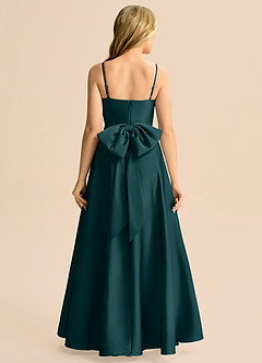 Azazie Rumi Junior Vestido de Pino de Satén Elástico de Corte en A con Plisado image2