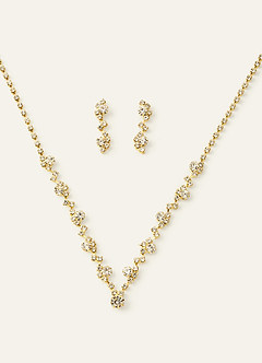 front Rhinestone Cluster Jewelry Set