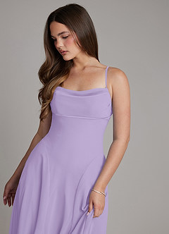 Azazie Irelia Robes de demoiselle d'honneur Robe Trapèze en Mousseline de soie Encolure en Forme de Cœur Lilas image5