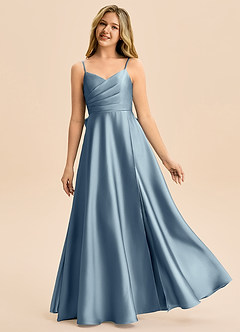 Azazie Rumi Junior Klä av A-Line i Stretch Satin Plisserad image1