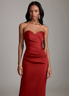 Azazie Sonora Vestidos de damas de honor Vestido de Granada de Satén Elástico de Corte Recto con Sin tirantes image5