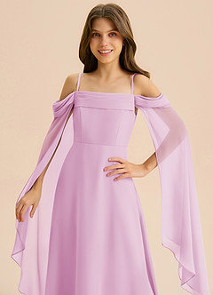 Azazie Moana Junior Linia A Pofałdowany Szyfon Długość podłogi Młodsza druhna Sukienka image7