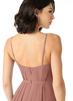 Azazie Everest Final Sale Terracotta A-Line Pleated Chiffon Dress image5