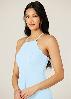 Azazie Sarah Bridesmaid Dresses Sky Blue Empire Pleated Chiffon Dress image6