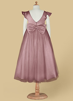 Azazie Aster Final Sale Dusty Rose A-Line with Sleeves Tulle Dress image7
