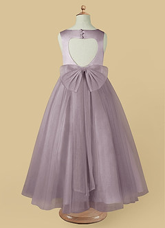 Azazie Muni Flower Girl Dresses Dusk A-Line Bow Tulle Dress image3