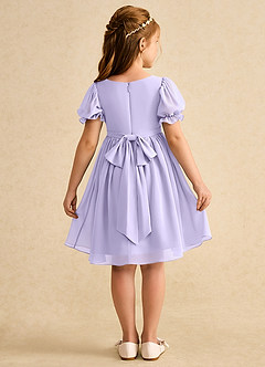 Azazie Jolie Robe Demoiselle D'honneur Fillette Robe Trapèze en Mousseline de soie avec manches Lilas image2