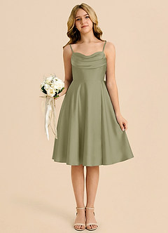 Azazie Bear Junior Pistachio A-Line Sweetheart Neckline Stretch Satin Dress image6