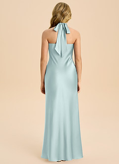 Azazie Chickie Junior Etui Plissee Stretch-Satin Kleid Nebel image2