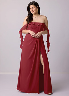 Barbie ♥ Azazie Bridesmaid Dresses Pomegranate A-Line Off the Shoulder Chiffon Convertible Dress image10