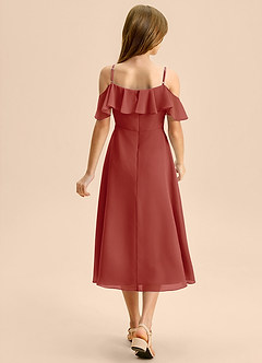 Azazie Kamilla Junior Vestido de Terracota de Gasa de Corte en A con Vestidos sin tirantes image2