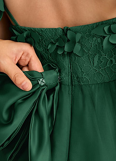 Azazie Tweety Flower Girl Dresses Dark Green A-Line Lace Tulle Dress image8