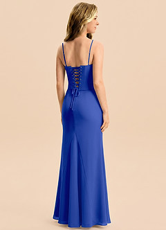 Azazie Sorrel Junior Meerjungfrau-Linie Plissee Chiffon Kleid Königsblau image2