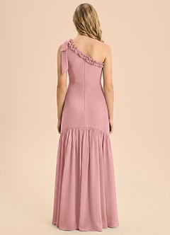 Azazie Yana Junior Dusty Rose Sheath Bow Chiffon Dress image2