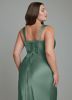 Azazie Agustina Abiti da Damigella Abito Sirena in Raso Elasticizzato Corsetto Eucalipto image13