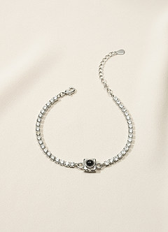 front Personalized Photo Projection Tennis Bracelet