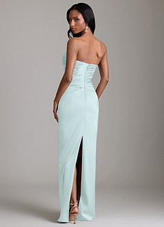 Azazie Sonora Vestidos de damas de honor Vestido de Vidrio Marino de Satén Elástico de Corte Recto con Sin tirantes image7