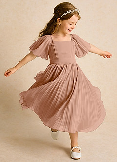 Azazie Gisele Abiti da Ragazza di Fiori Abito A-Line in Chiffon Plissettato Champagne Rosa image2