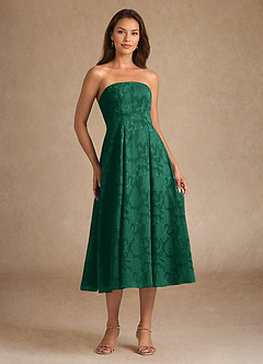 Azazie Lorain Mother of the Bride Dresses Emerald A-Line Pleated Floral Burnout Dress image7