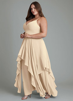 Azazie Zaina Bridesmaid Dresses Champagne A-Line Chiffon Dress image5