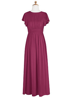 Azazie Mosley Junior Mulberry A-Line Ruched Mesh Dress image7
