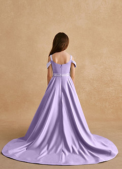 Azazie Jodi Blumenmädchenkleider A-Linie Matte Satin Kleid Flieder image2