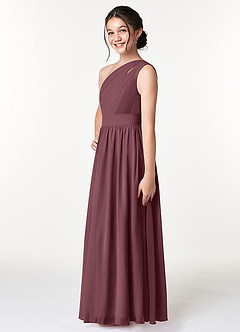 Azazie Molly Junior Abito A-Line in Chiffon Plissettato Sangria image4