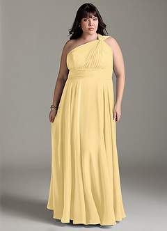 Azazie Charlize Bridesmaid Dresses Butter A-Line One Shoulder Chiffon Dress image7
