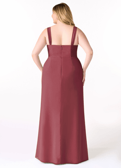 Azazie Denice Vestidos de damas de honor Vestido de Merlot de Gasa de Corte Recto con Plisado image10