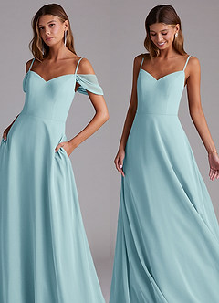 Azazie Marley Bridesmaid Dresses Sea Glass A-Line Off the Shoulder Chiffon Convertible Dress image8