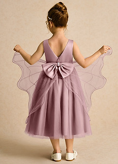 Azazie Pear Flower Girl Dresses Dusty Rose Ball-Gown Bow Tulle Dress image3