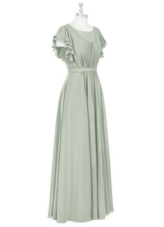 Azazie Daphne Modest Bridesmaid Dresses A-Line Ruffled Chiffon Floor-Length Dress image39
