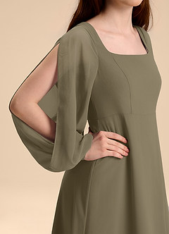 Azazie Bondi Junior Willow Green A-Line Blouson Chiffon Dress image8