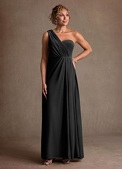 Azazie Aphra Klänningar till brudens mor Klä Tubklänning i sammet Ena axeln Svart image3