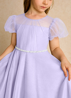 Azazie Duckie Flower Girl Dresses Lilac Ball-Gown Pleated Tulle Dress image6