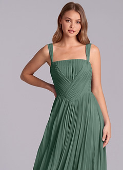 Azazie Mina Robes de demoiselle d'honneur Robe Trapèze en Mousseline de soie Plissée Mousse De Mer image2