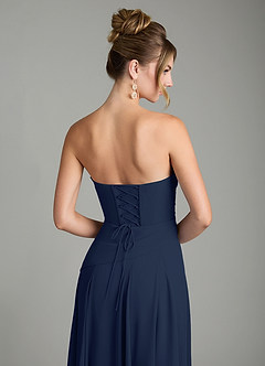 Azazie Gabriela Bridesmaid Dresses Dark Navy A-Line Corset Chiffon Dress image11