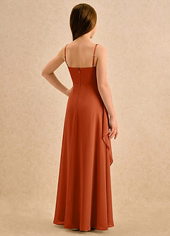 Azazie Cannoli Girls Formal Flower Girl Dresses Burnt Orange A-Line Pleated Chiffon Dress image2