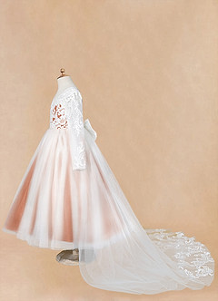Azazie Elodie Flower Girl Dresses Ivory Paprika Ball-Gown Lace Dress image14